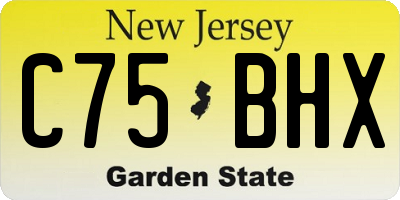NJ license plate C75BHX