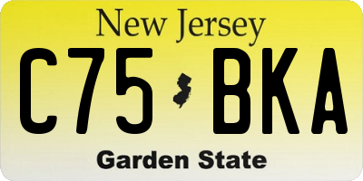 NJ license plate C75BKA