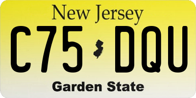 NJ license plate C75DQU