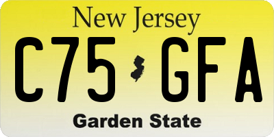 NJ license plate C75GFA