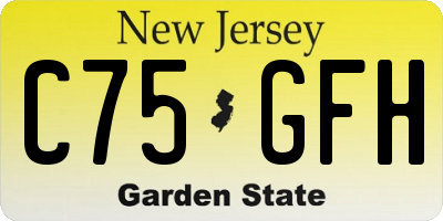 NJ license plate C75GFH