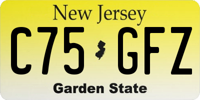 NJ license plate C75GFZ