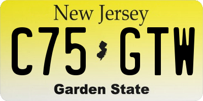 NJ license plate C75GTW