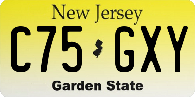 NJ license plate C75GXY