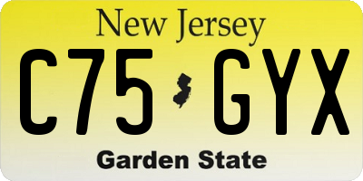 NJ license plate C75GYX