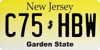 NJ license plate C75HBW
