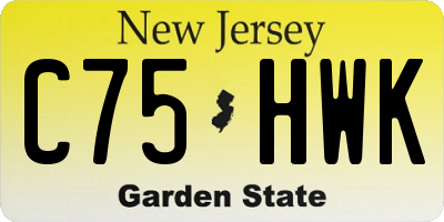 NJ license plate C75HWK