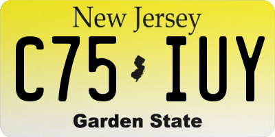 NJ license plate C75IUY