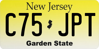 NJ license plate C75JPT