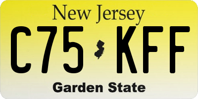NJ license plate C75KFF