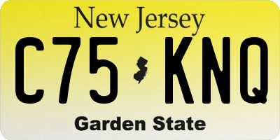 NJ license plate C75KNQ