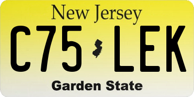 NJ license plate C75LEK