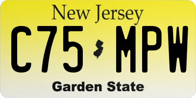 NJ license plate C75MPW