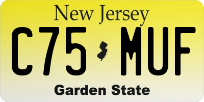 NJ license plate C75MUF