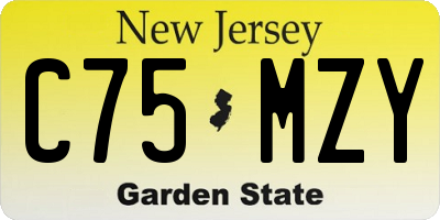 NJ license plate C75MZY