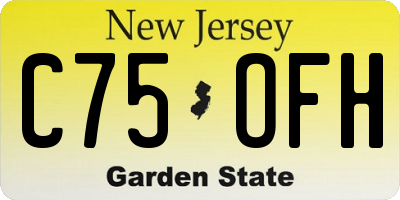 NJ license plate C75OFH