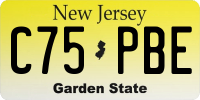 NJ license plate C75PBE