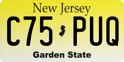 NJ license plate C75PUQ