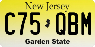 NJ license plate C75QBM