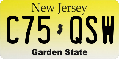 NJ license plate C75QSW