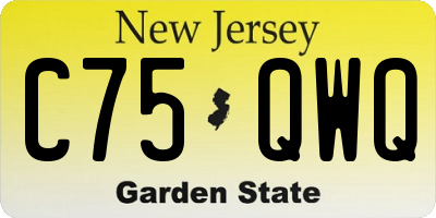 NJ license plate C75QWQ