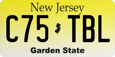 NJ license plate C75TBL
