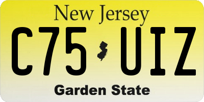 NJ license plate C75UIZ