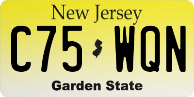 NJ license plate C75WQN