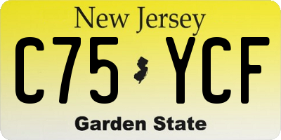 NJ license plate C75YCF