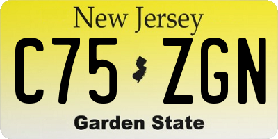 NJ license plate C75ZGN