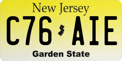 NJ license plate C76AIE