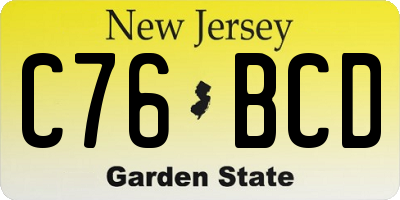 NJ license plate C76BCD