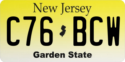 NJ license plate C76BCW