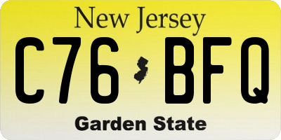 NJ license plate C76BFQ