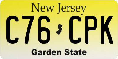 NJ license plate C76CPK