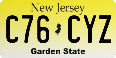 NJ license plate C76CYZ