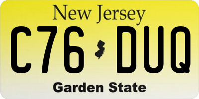 NJ license plate C76DUQ