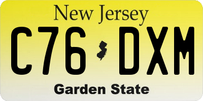 NJ license plate C76DXM