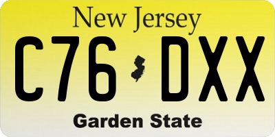 NJ license plate C76DXX