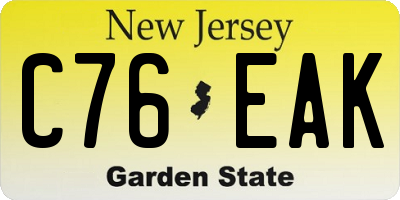 NJ license plate C76EAK