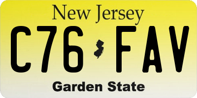 NJ license plate C76FAV
