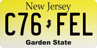 NJ license plate C76FEL