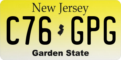 NJ license plate C76GPG