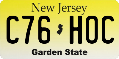 NJ license plate C76HOC