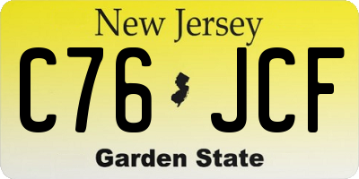 NJ license plate C76JCF