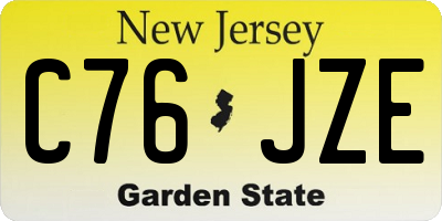 NJ license plate C76JZE