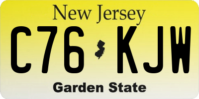 NJ license plate C76KJW