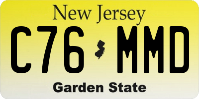 NJ license plate C76MMD