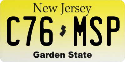 NJ license plate C76MSP