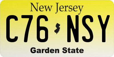 NJ license plate C76NSY